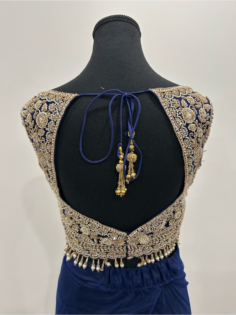 Luxury Royal Blue & Gold Designer Saree - Picture 11 of 16